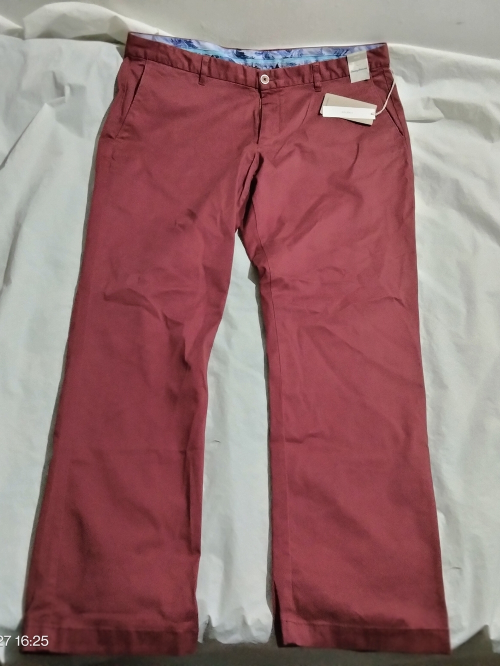 Tommy Bahama Boracay Flat Front Chino Pants Mens 40x32 Napa Red Stretch T115496